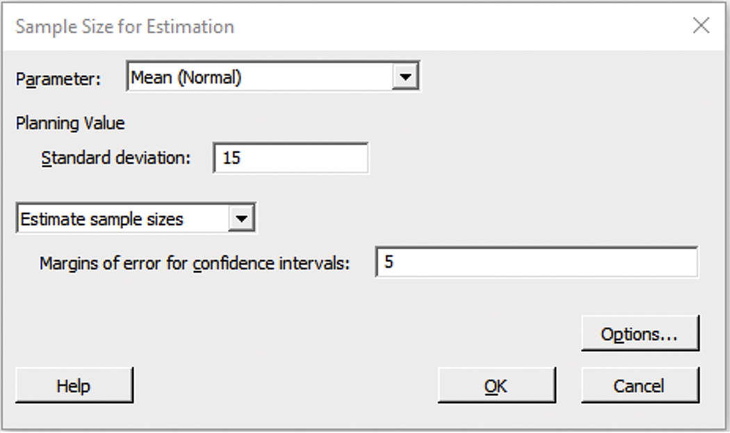 A Minitab input window.