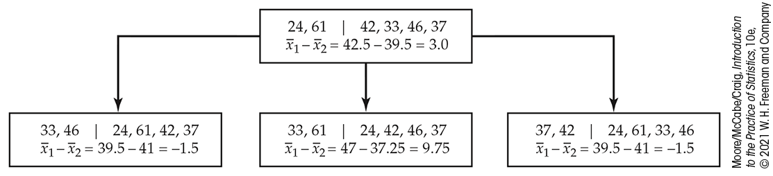 A tree diagram of permutation resampling.